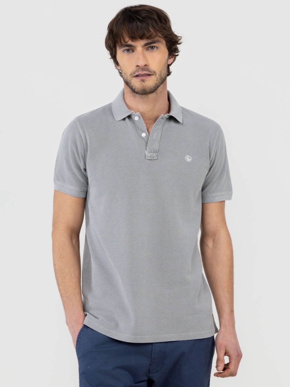 Men's Light Grey Pique Polo Shirt